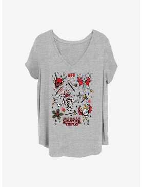 Stranger Things Hellfire Club Doodles Girls T-Shirt Plus Size, , hi-res