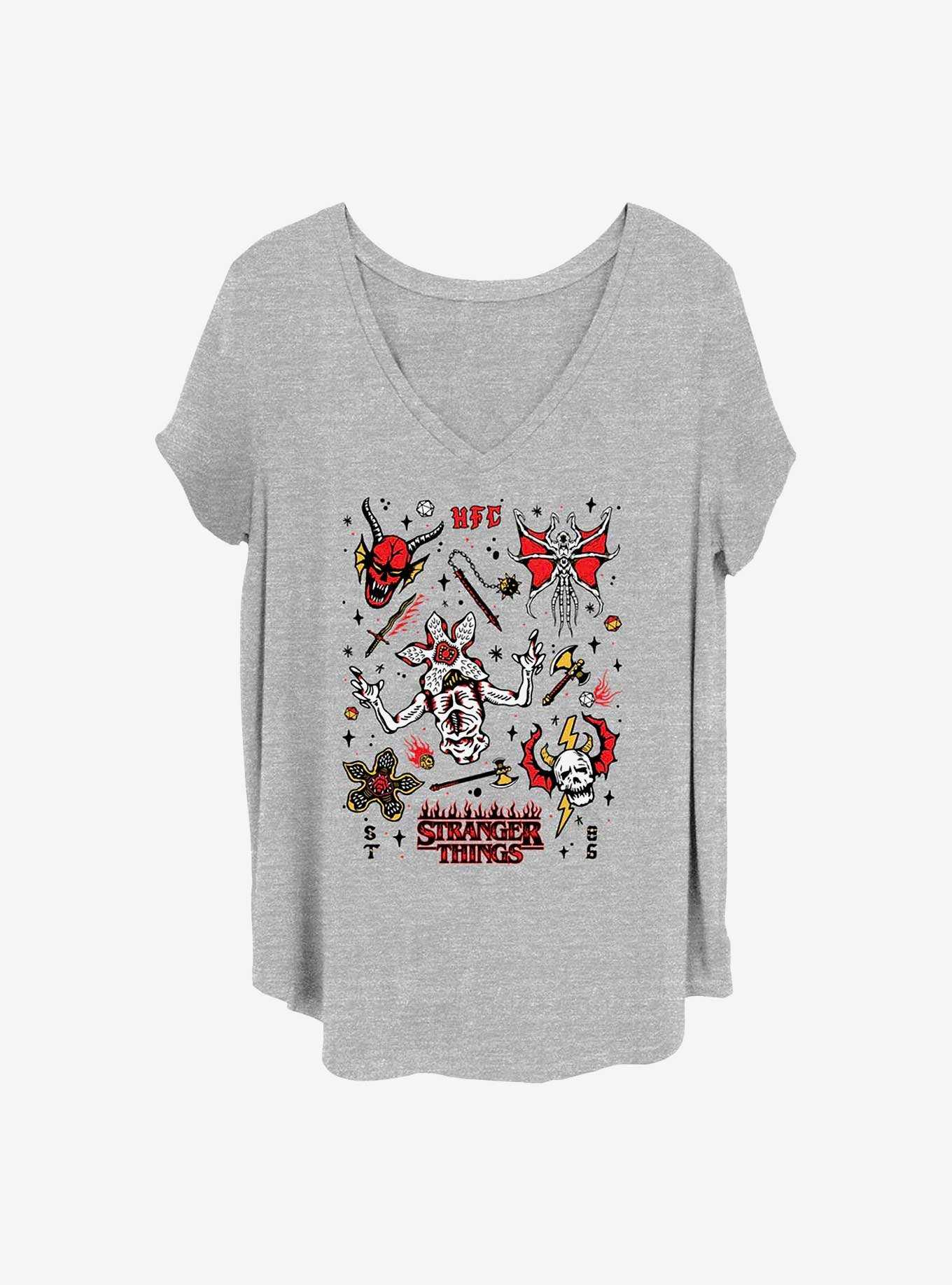 Stranger Things Hellfire Club Doodles Girls T-Shirt Plus Size, , hi-res