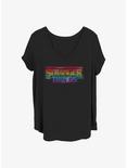 Stranger Things Rainbow Logo Girls T-Shirt Plus Size, BLACK, hi-res