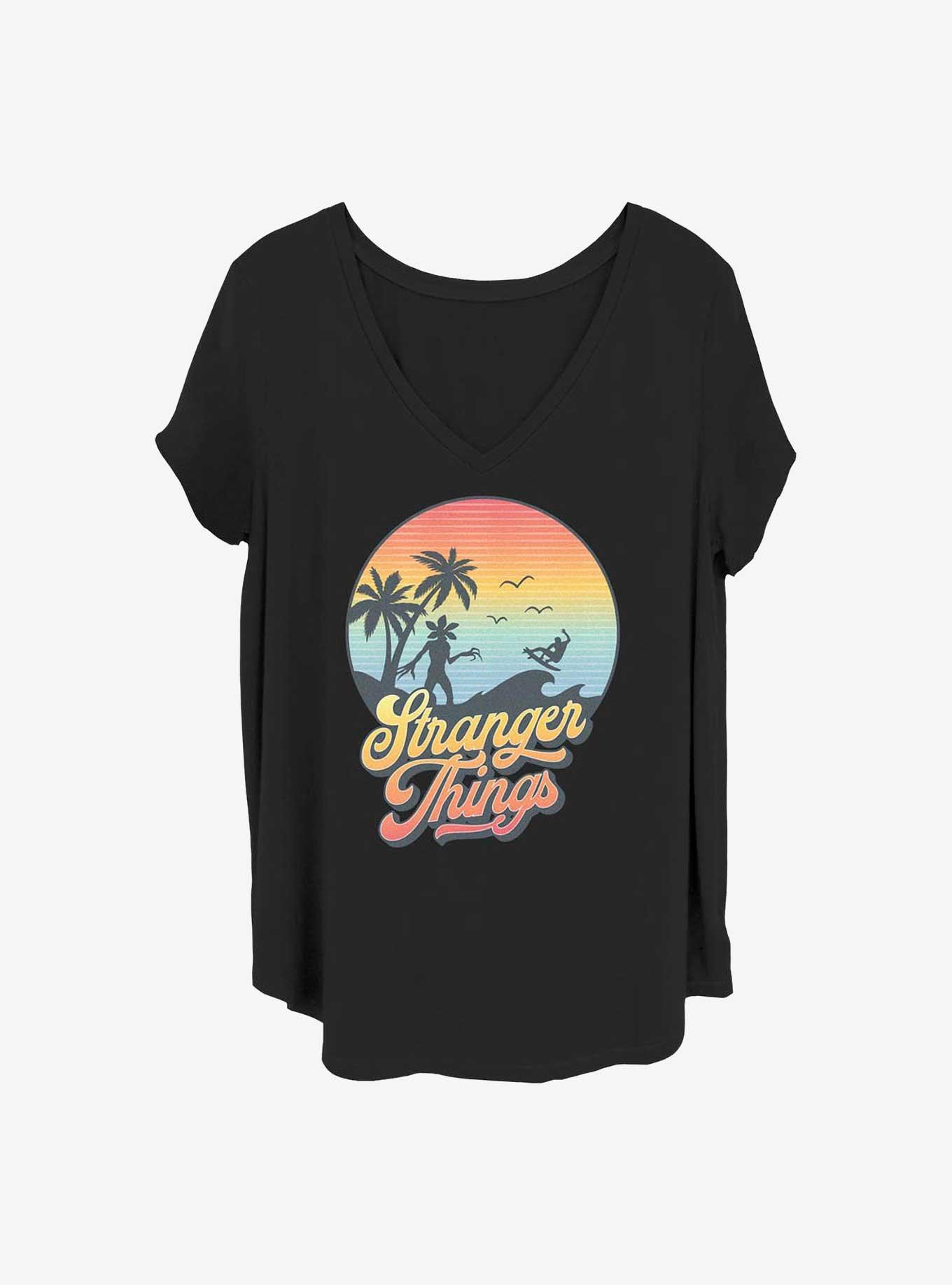 Stranger Things Retro Sun Girls T-Shirt Plus Size, BLACK, hi-res