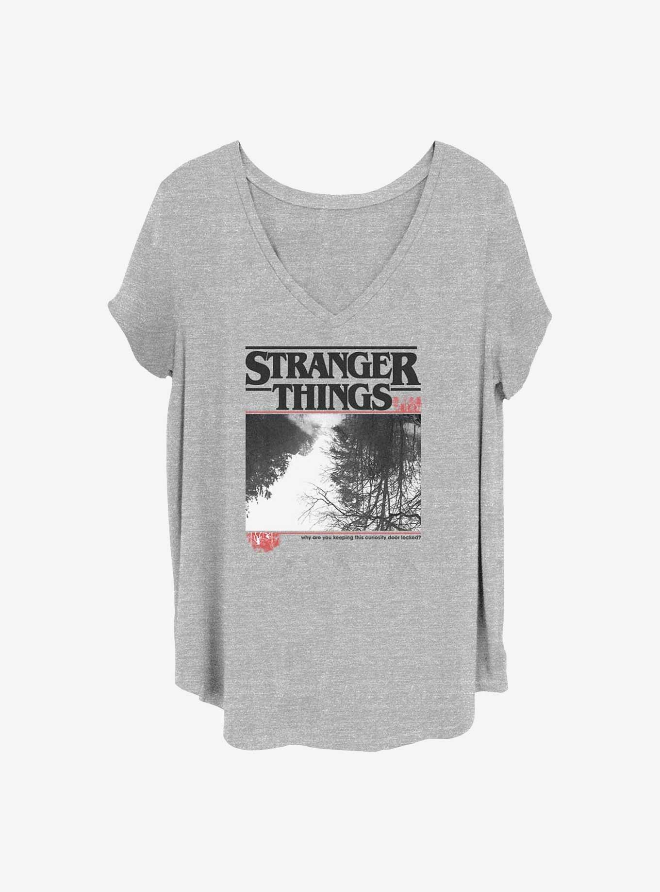 Stranger Things Upside Down Photo Girls TShirt Plus Size GREY Hot