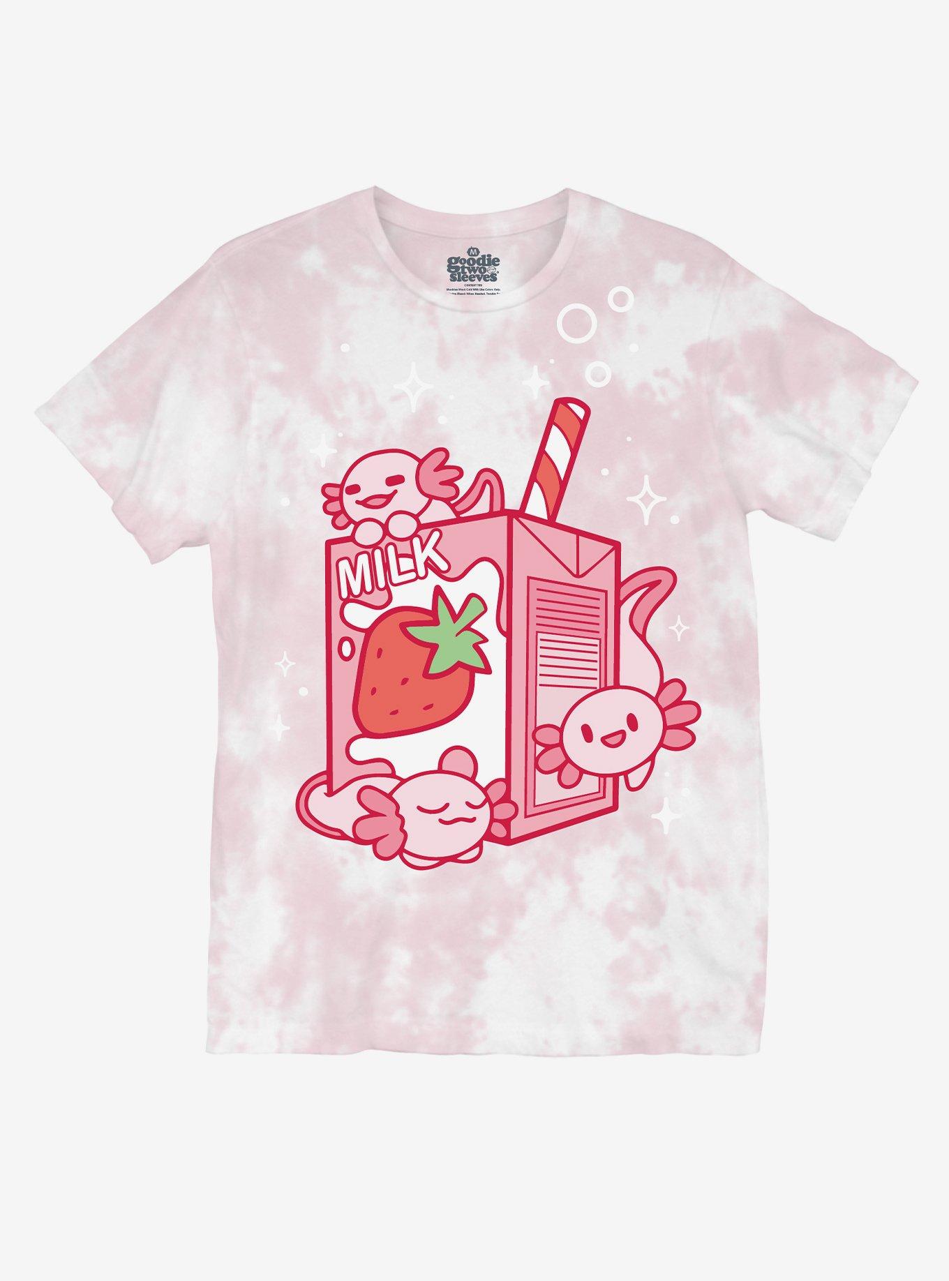 Axolotl Strawberry Milk Tie-Dye Boyfriend Fit Girls T-Shirt | Hot Topic