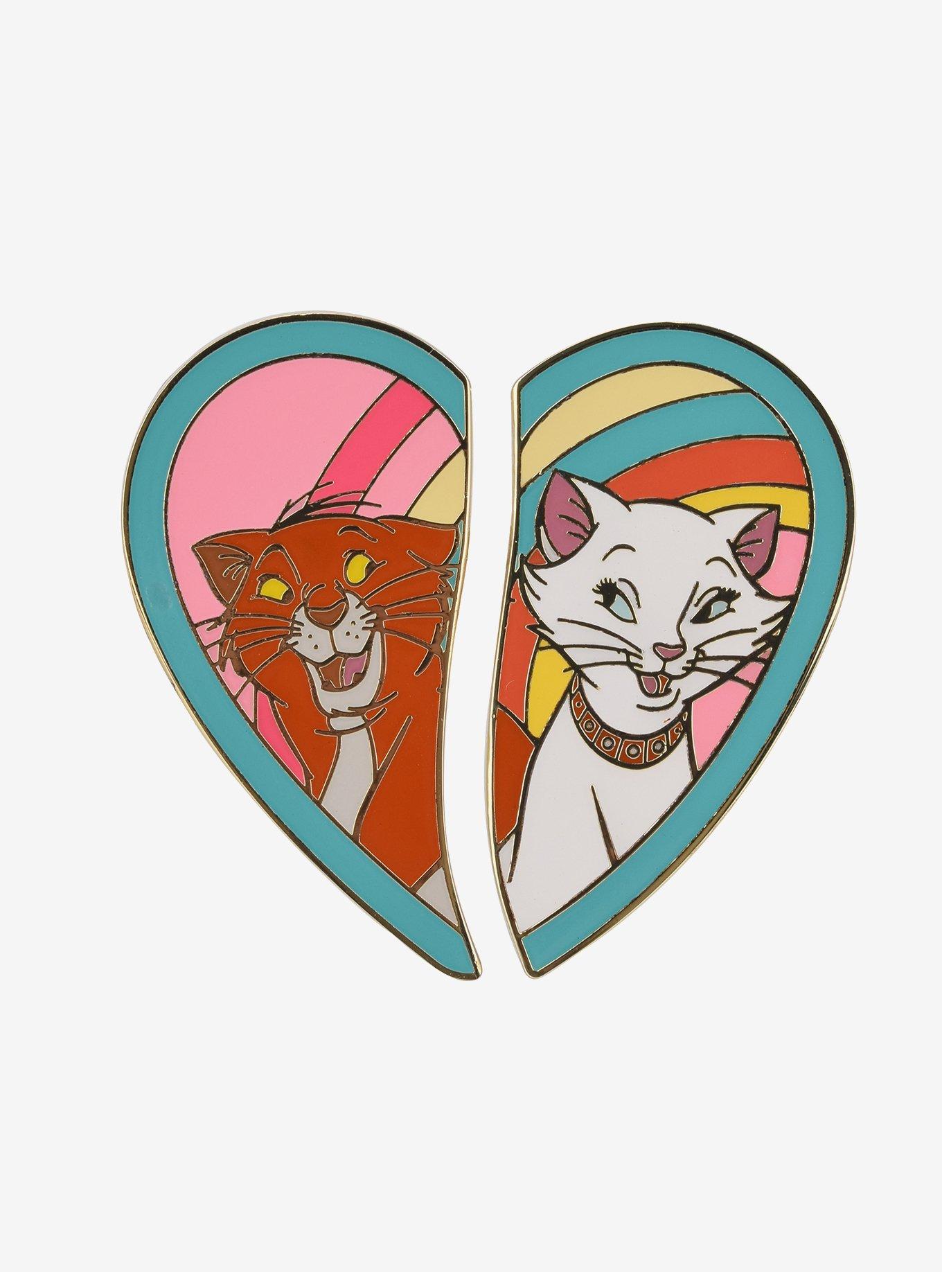 Disney The Aristocats Duchess & Thomas O&rsquo;Malley Heart Enamel Pin Set - BoxLunch Exclusive , , hi-res
