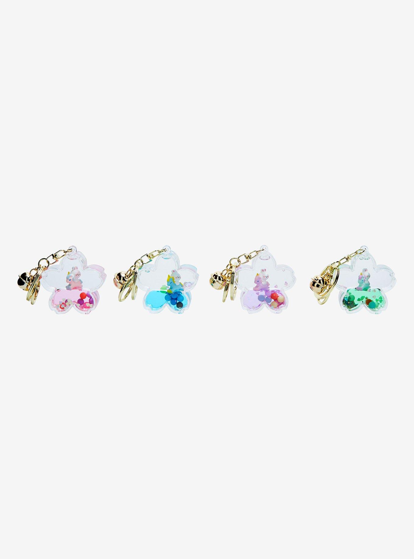 Floating Bunny on a Unicorn Flower Blind Bag Keychain, , hi-res