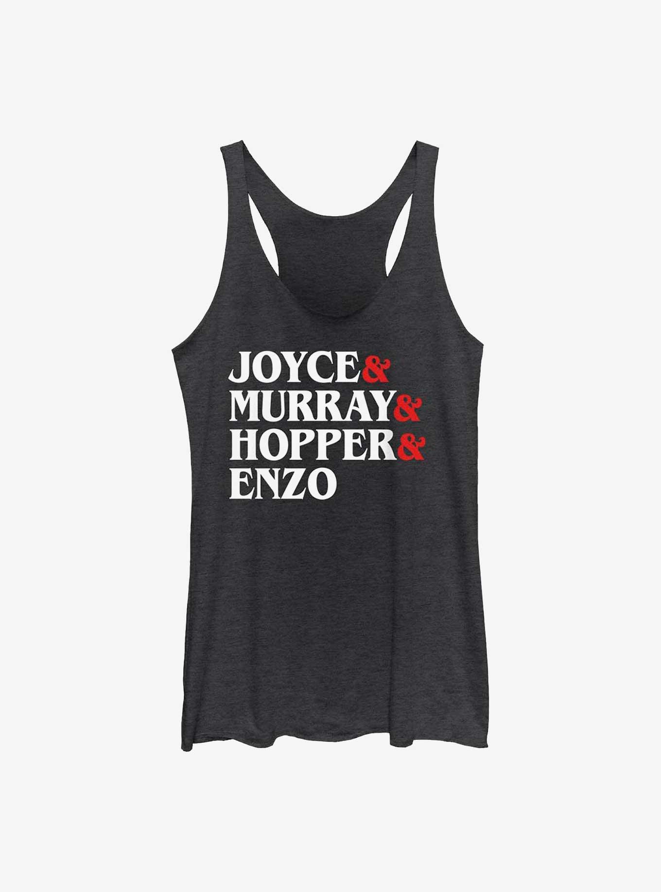 Stranger Things Joyce & Murray & Hopper & Enzo Girls Tank, BLK HTR, hi-res