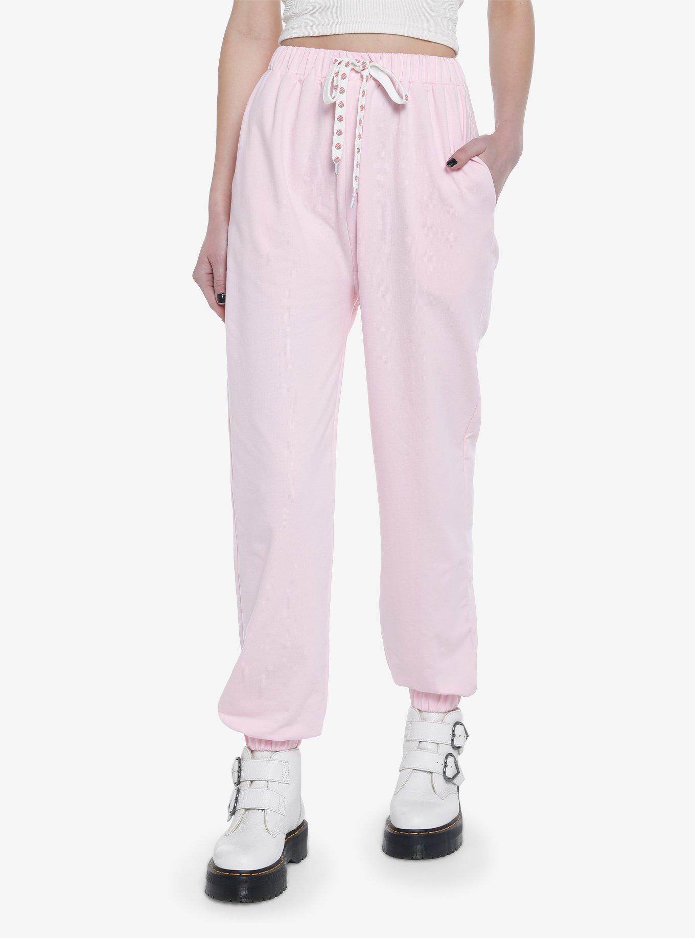 Strawberry Heart Ruffle Girls Jogger Sweatpants, PINK, hi-res