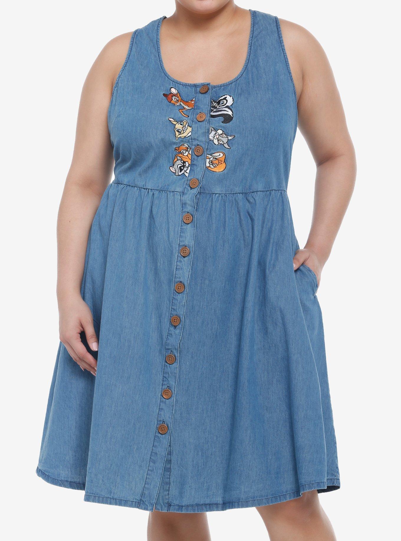 Disney Bambi Forest Friends Denim Dress Plus Size, MEDIUM INDIGO, hi-res