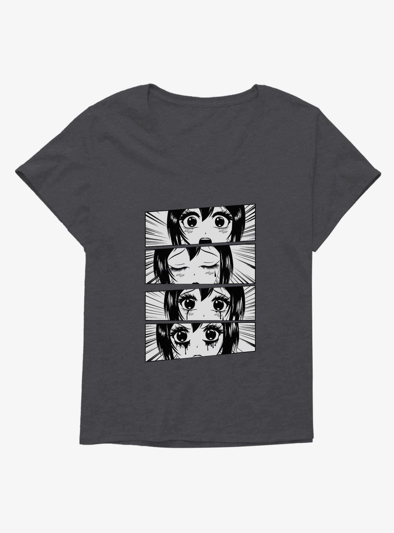 Destroyed Anime Eyes Art Girls T-Shirt Plus Size, , hi-res