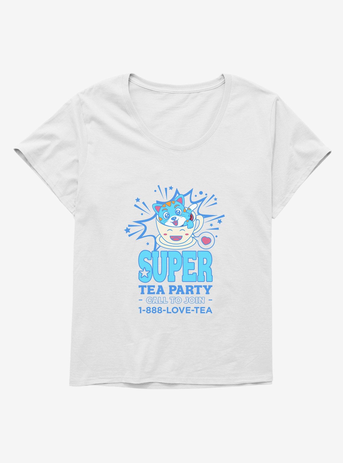 Cats Love Tea Girls T-Shirt Plus