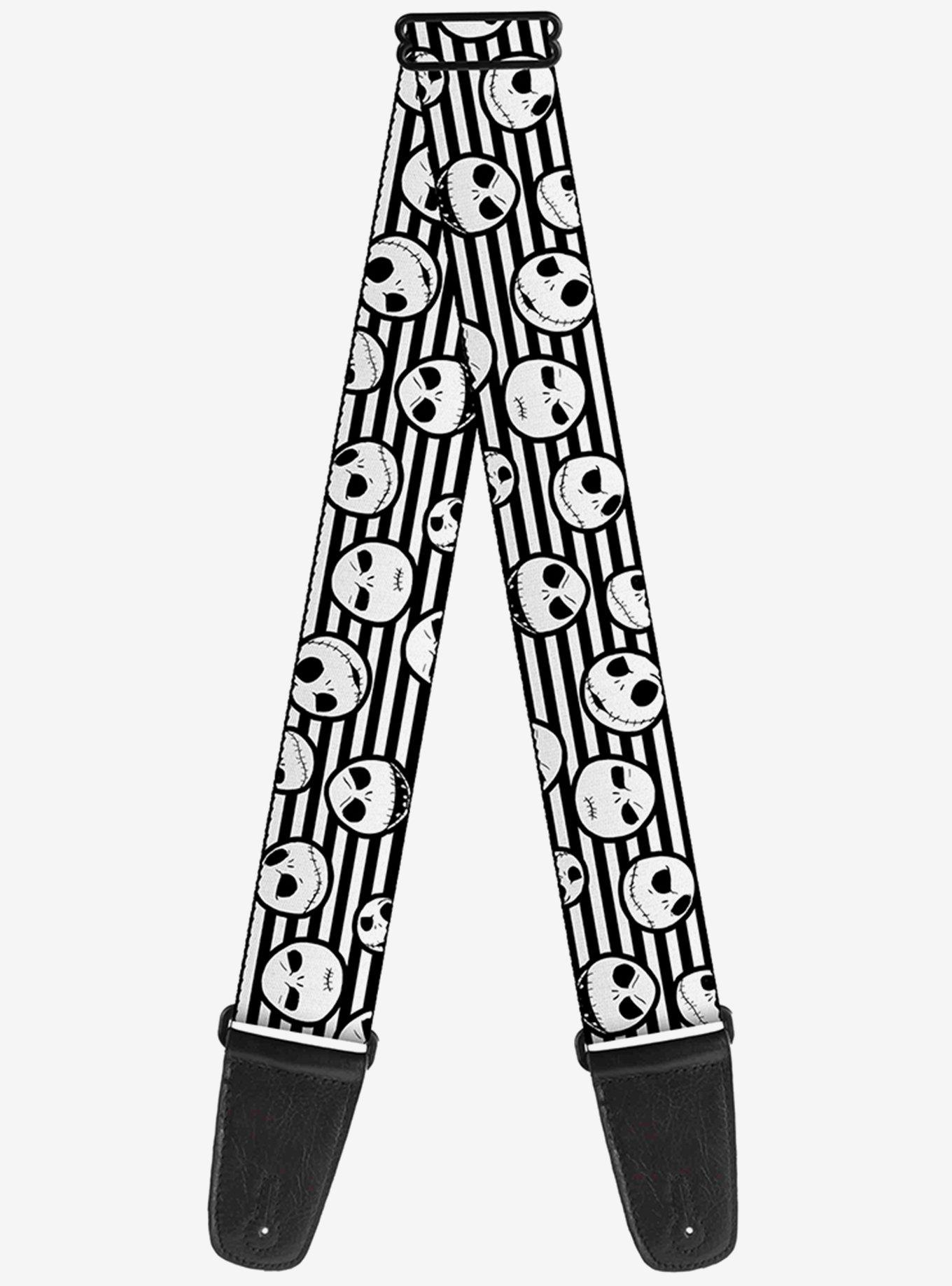 The Nightmare Before Christmas Jack Expressions Stripe White Black Guitar Strap, , hi-res