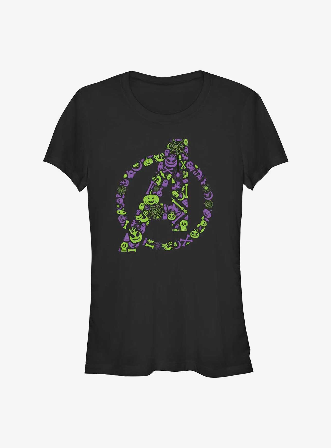 Marvel Avengers Spooky Logo Girls T-Shirt, BLACK, hi-res