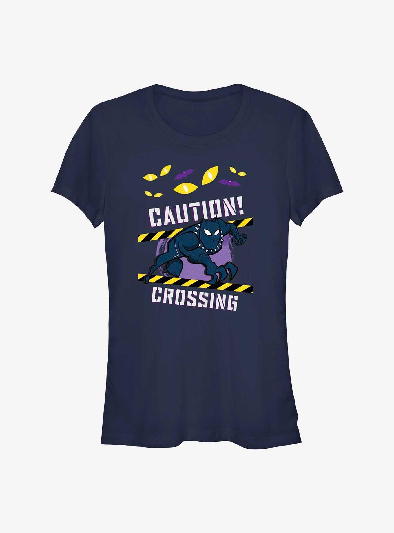 Marvel Black Panther Caution Crossing Girls T-Shirt, NAVY, hi-res