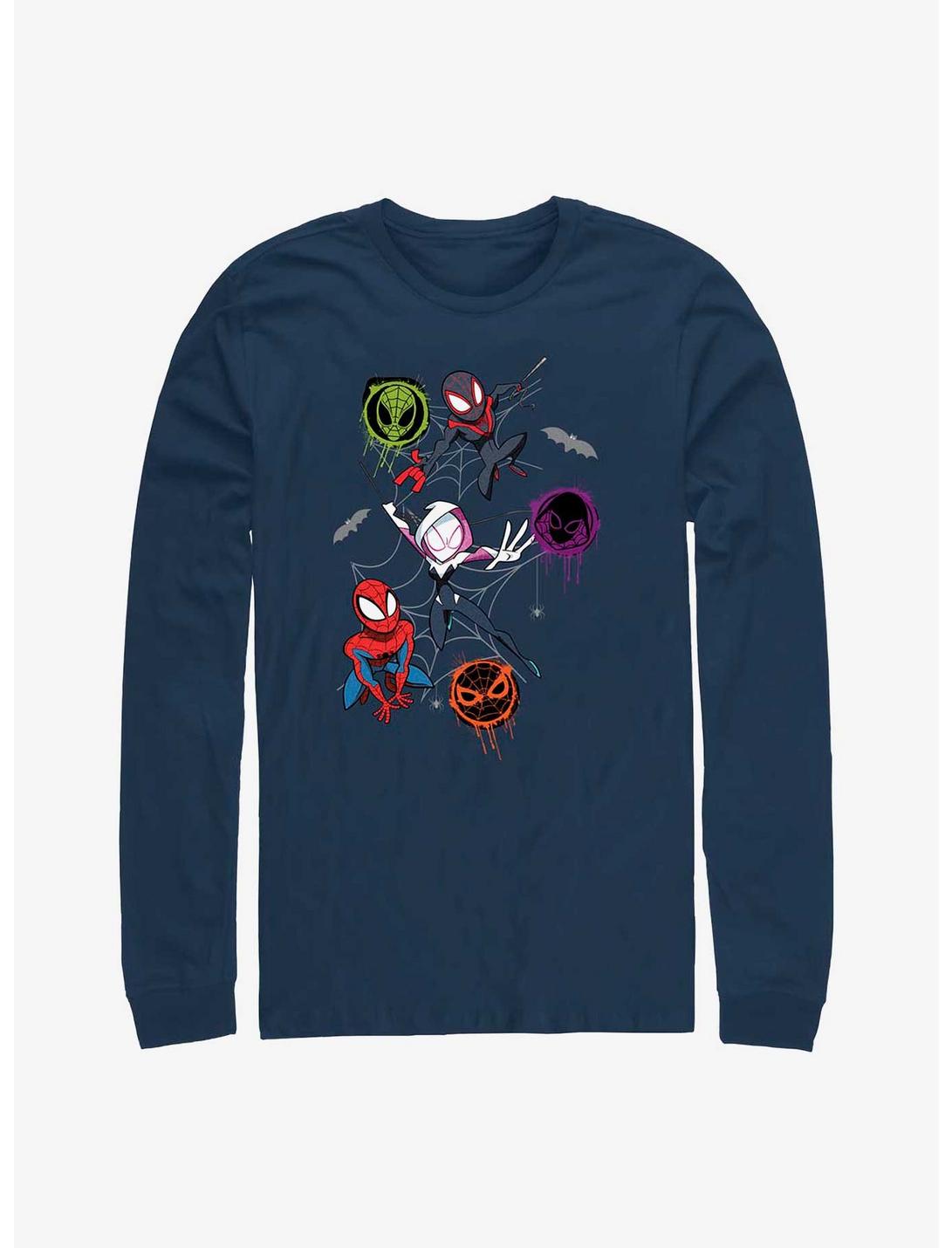 Marvel Spider-Man Spidey Trio Long-Sleeve T-Shirt, NAVY, hi-res