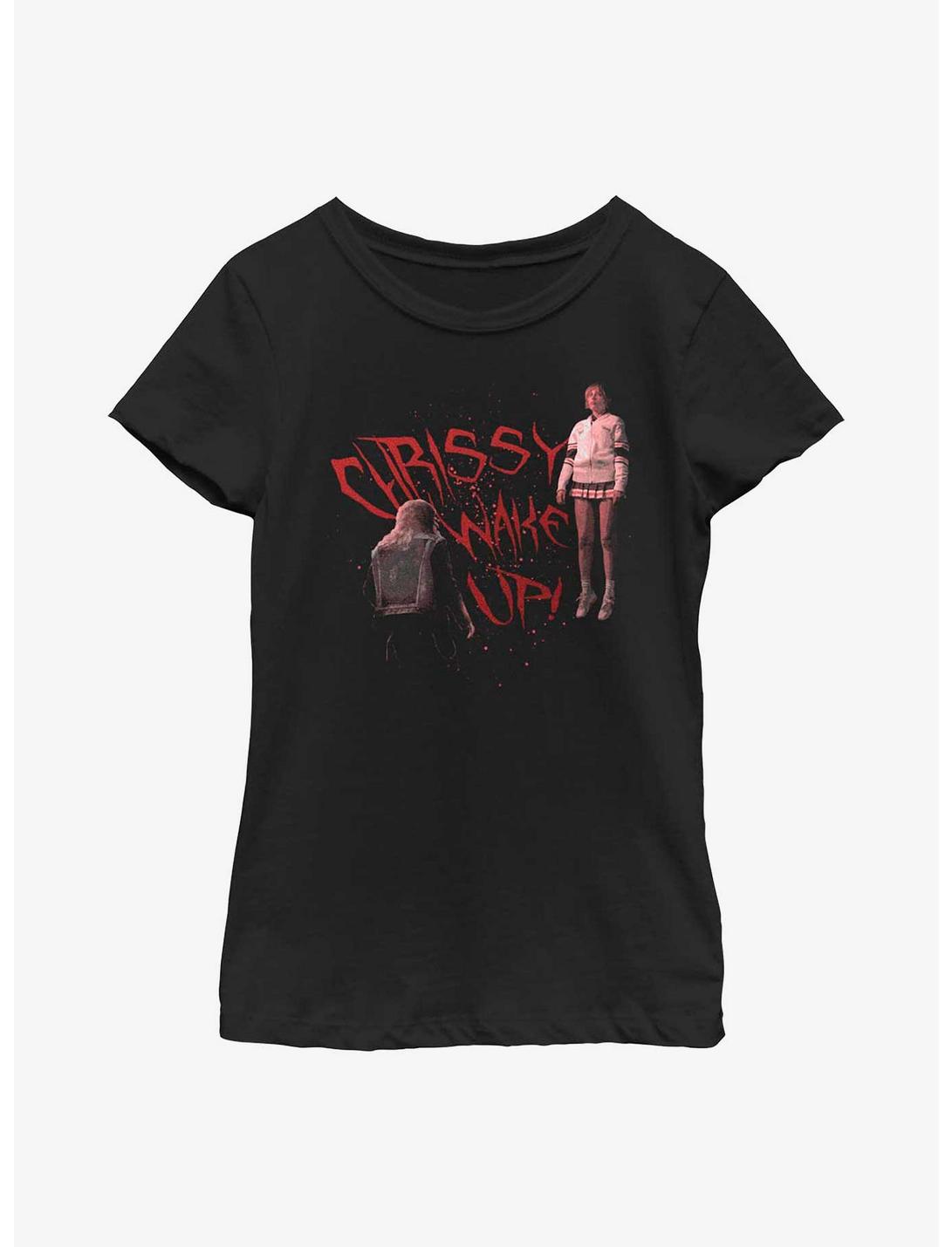 Stranger Things Chrissy Wake Up! Youth Girls T-Shirt, BLACK, hi-res
