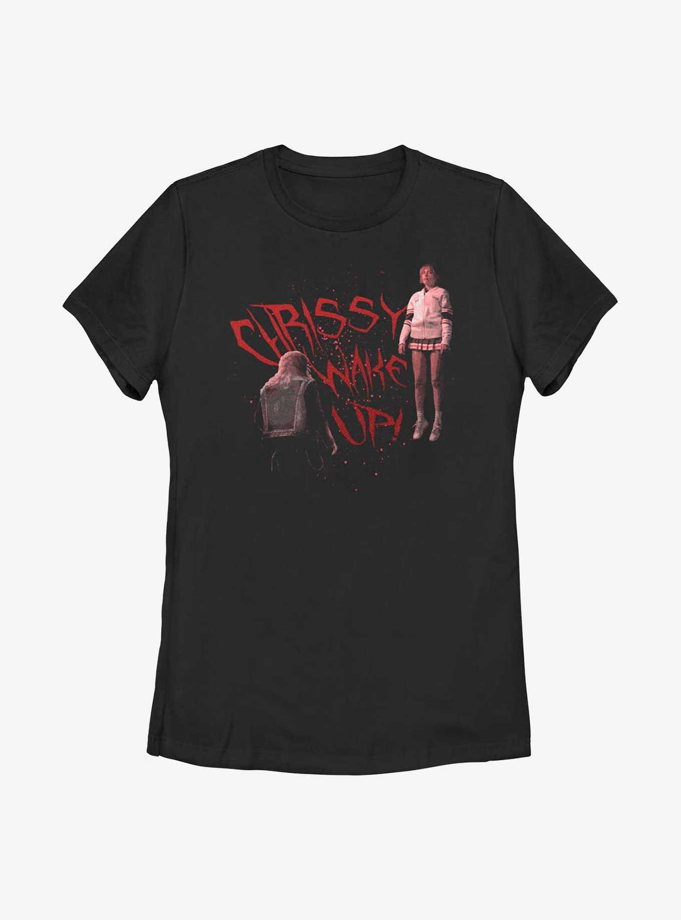 Stranger Things Chrissy Wake Up! Womens T-Shirt, BLACK, hi-res