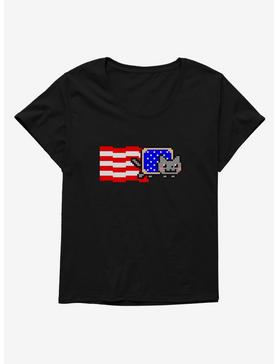 Nyan Cat American Flag Womens T-Shirt Plus Size, , hi-res
