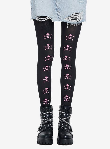 Pink Skull & Crossbones Tights