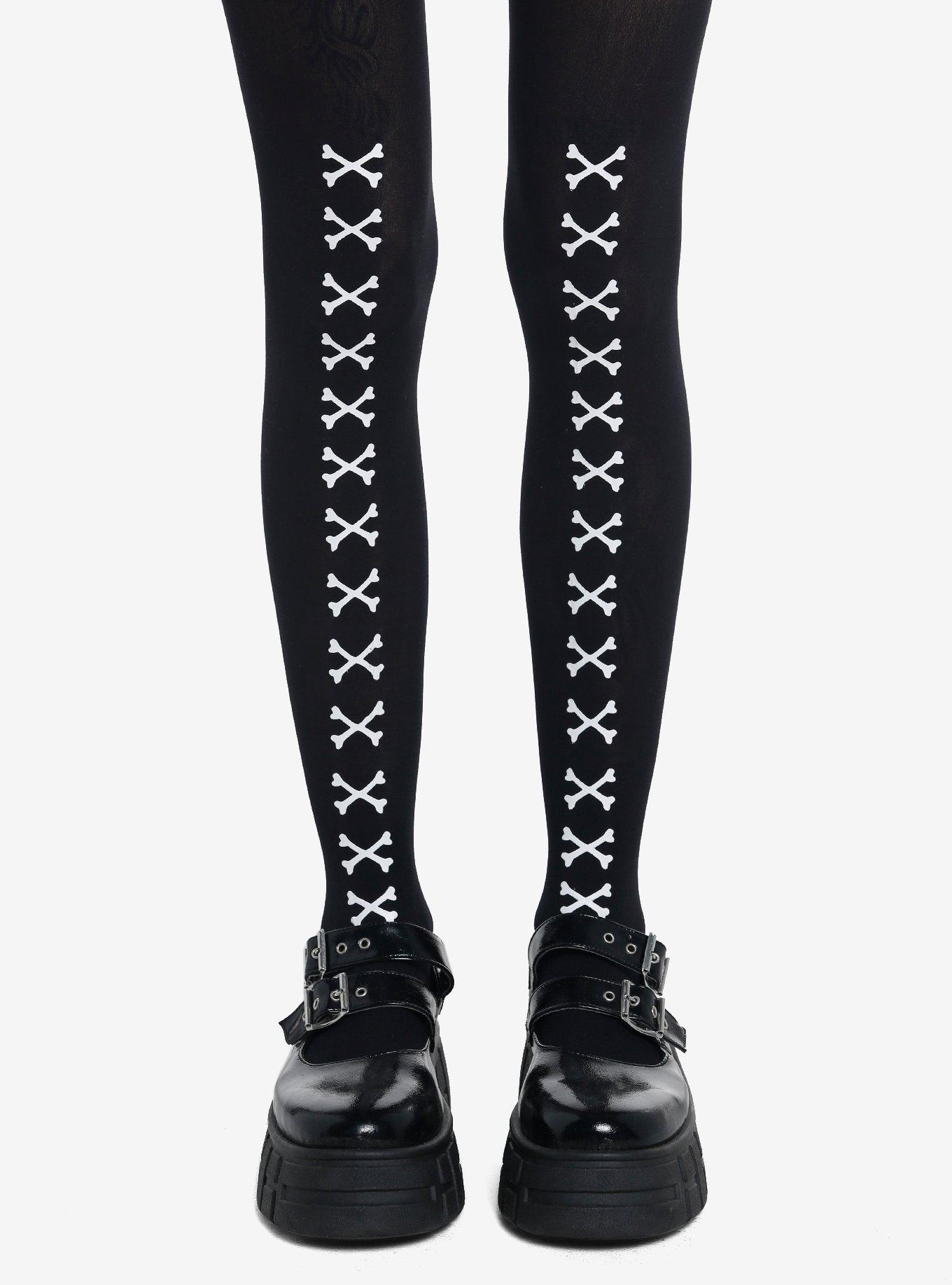 Black & White Crossbones Tights, , hi-res