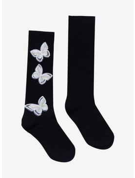Black Butterfly Knee-High Socks, , hi-res