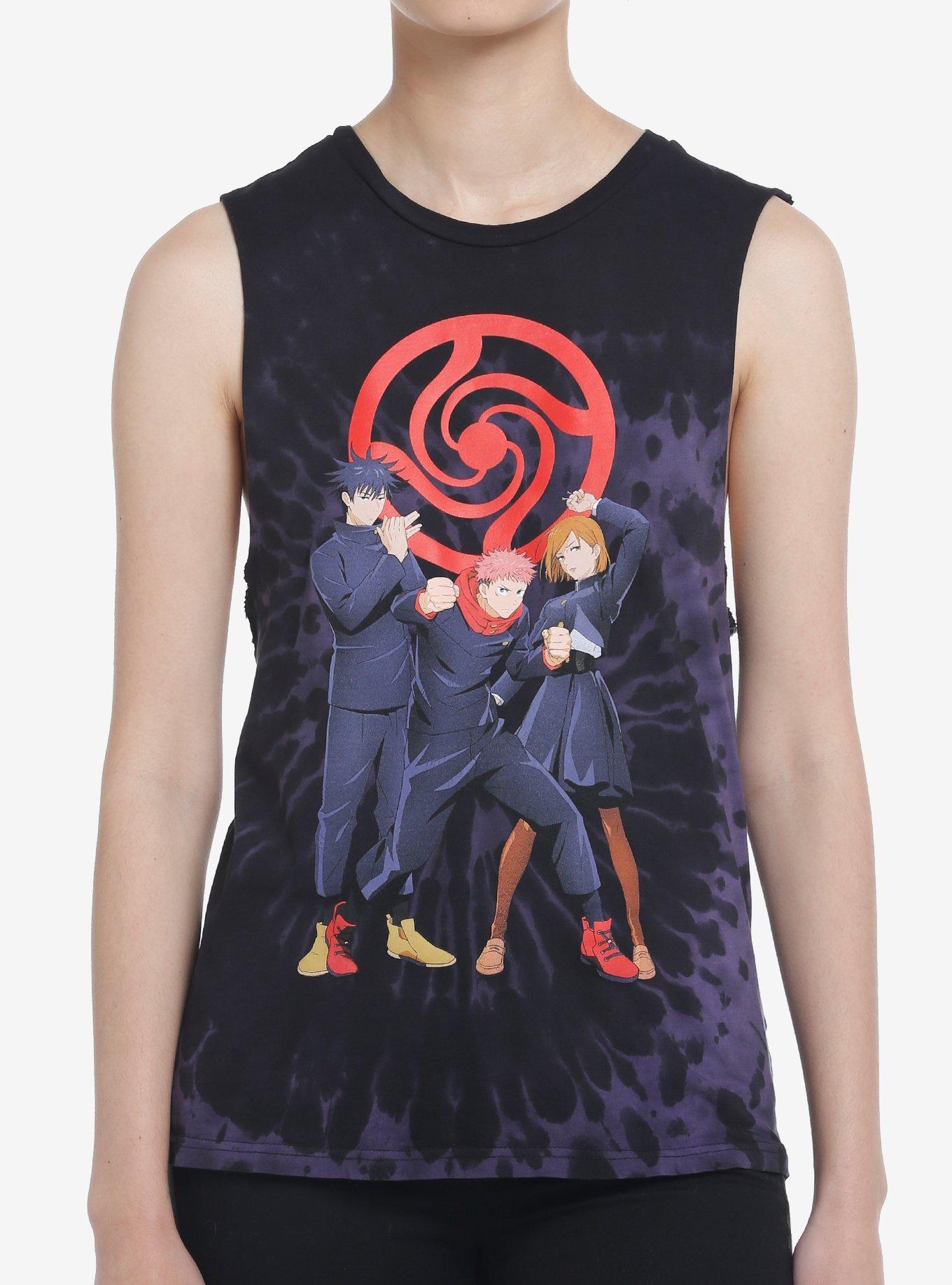 Jujutsu Kaisen Trio Tie-Dye Girls Muscle Tank Top, MULTI, hi-res