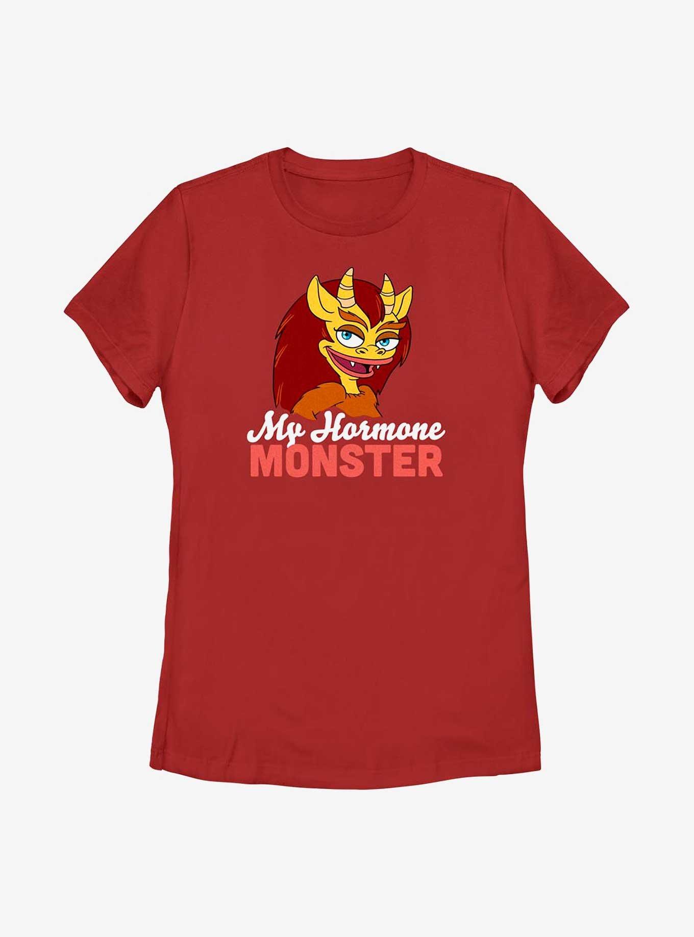 Human Resources Connie Hormone Monster Womens T-Shirt, RED, hi-res