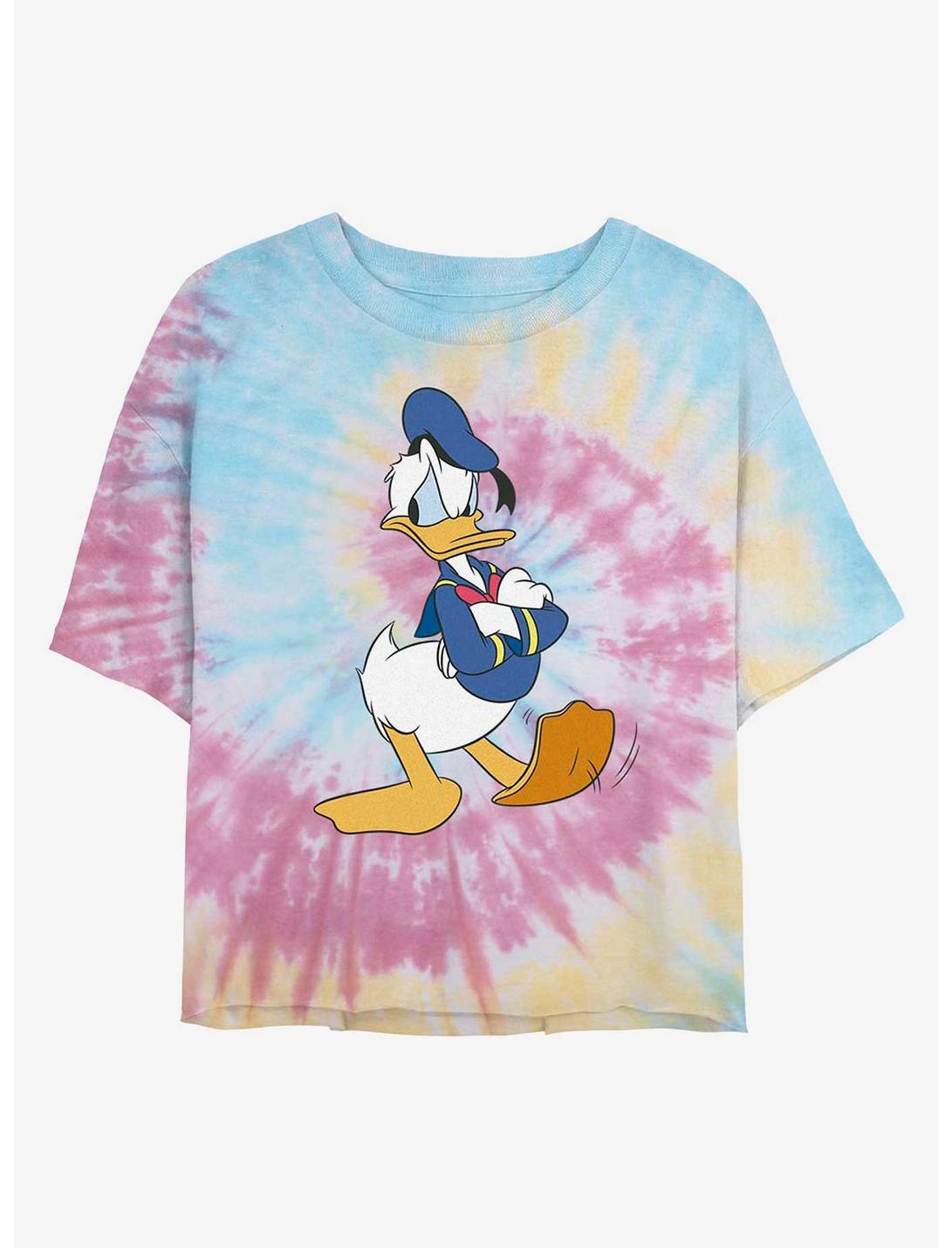 Disney Donald Duck Mad Donald Tie Dye Crop Girls T-Shirt, BLUPNKLY, hi-res