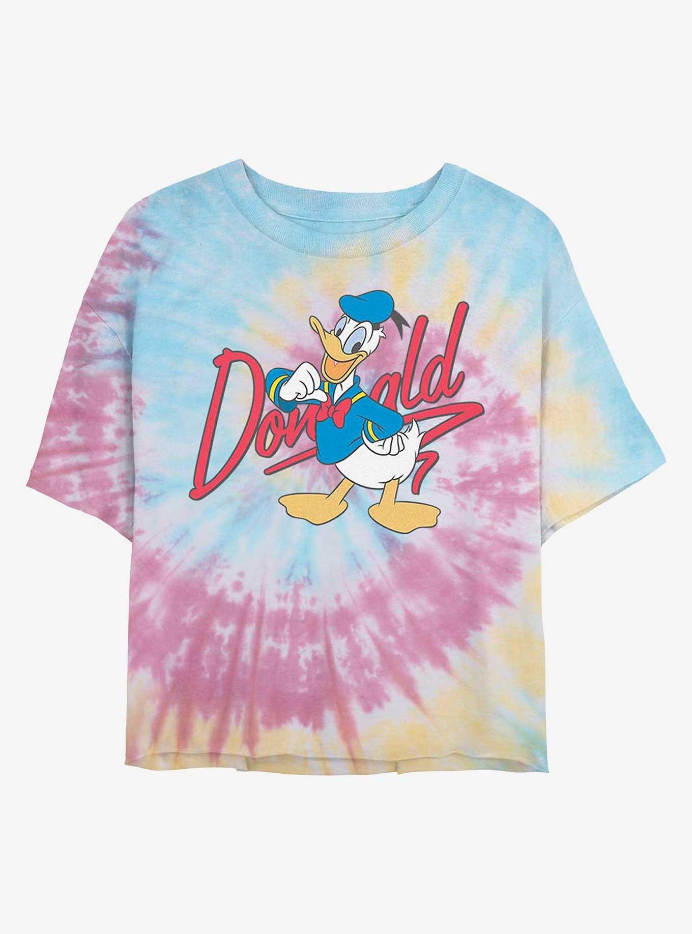 Disney Donald Duck Signature Donald Tie Dye Crop Girls T-Shirt, BLUPNKLY, hi-res