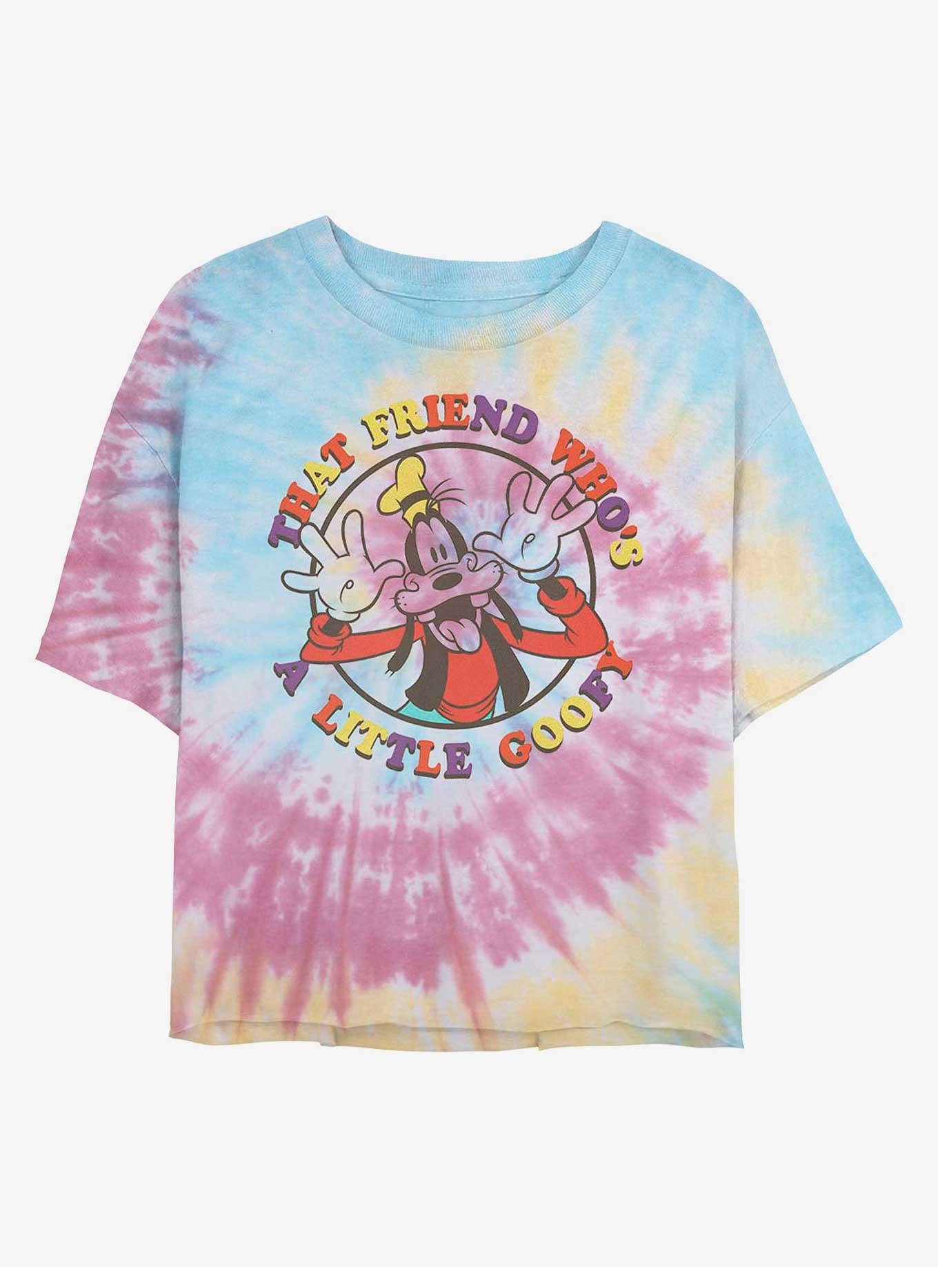 Disney Goofy A Little Goofy Tie Dye Crop Girls T-Shirt, , hi-res