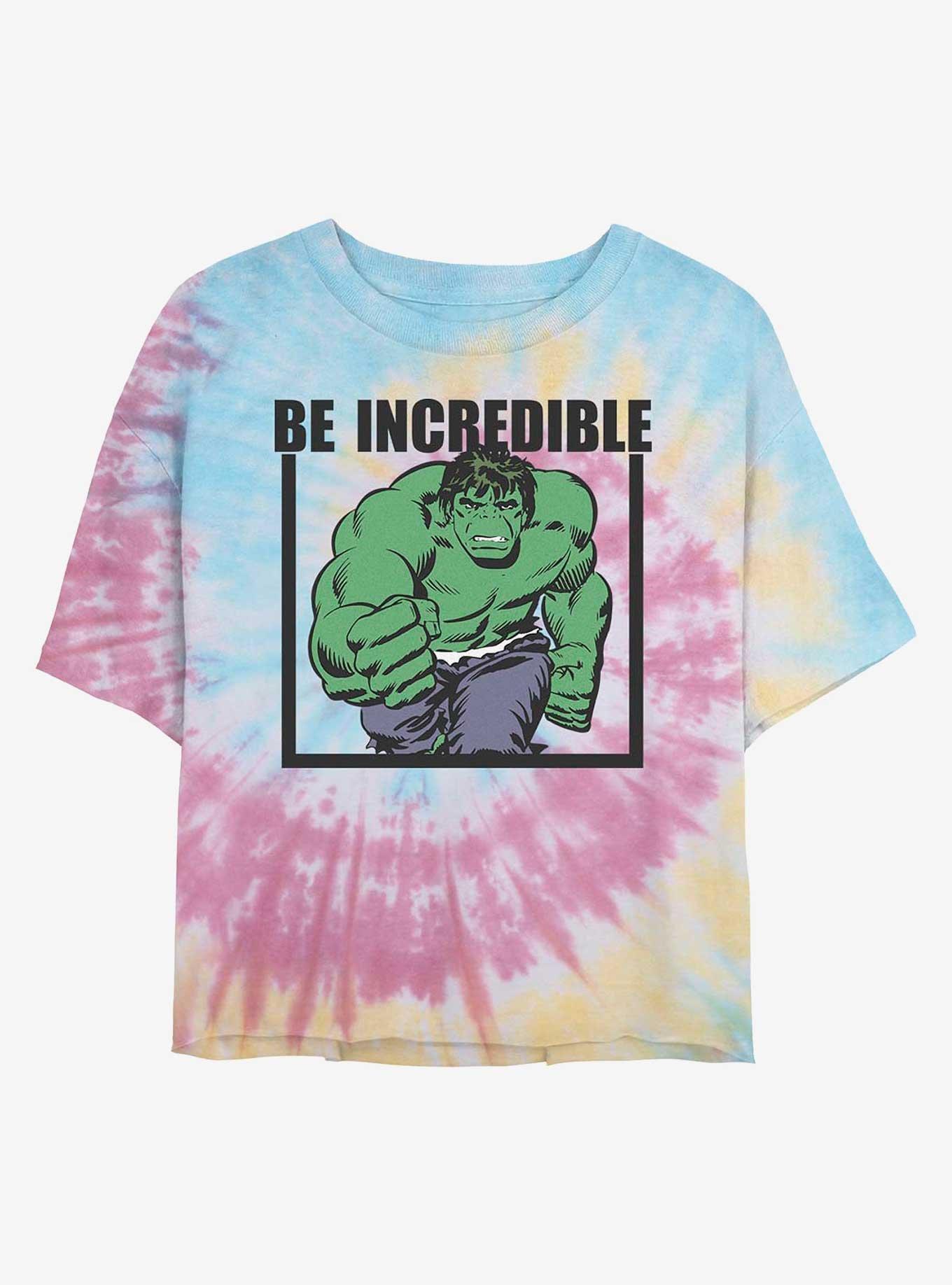 Marvel Hulk Be Incredible Tie Dye Crop Girls T-Shirt