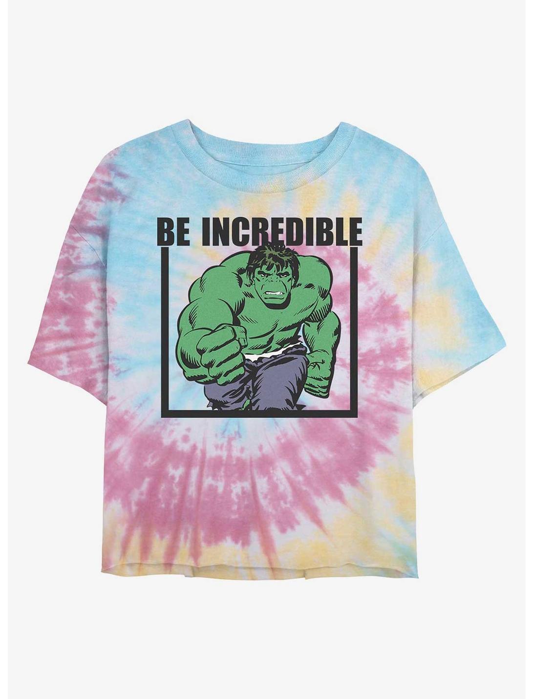 Marvel Hulk Be Incredible Tie Dye Crop Girls T-Shirt, BLUPNKLY, hi-res