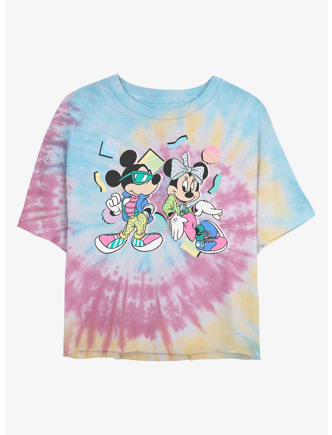 Disney Mickey Mouse 80's Minnie and Mickey Tie Dye Crop Girls T-Shirt, BLUPNKLY, hi-res