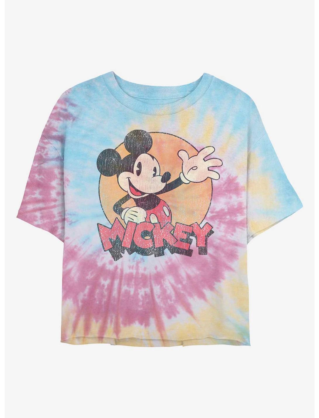 Disney Mickey Mouse Classic Mickey Tie Dye Crop Girls T-Shirt, BLUPNKLY, hi-res