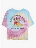 Disney Mickey Mouse & Pluto Dog Lover Tie Dye Crop Girls T-Shirt, BLUPNKLY, hi-res