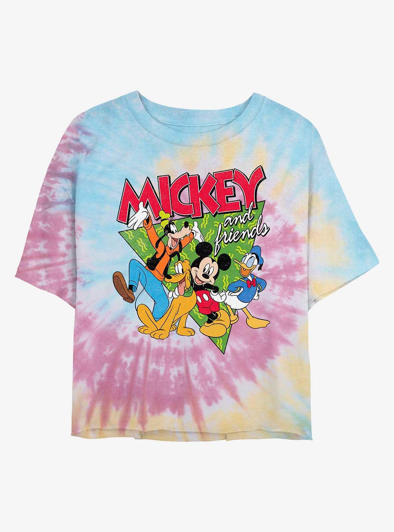 Disney Mickey Mouse Funky Bunch Tie Dye Crop Girls T-Shirt, BLUPNKLY, hi-res
