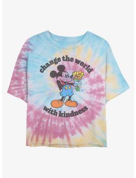 Disney Mickey Mouse Kindness Tie Dye Crop Girls T-Shirt, , hi-res