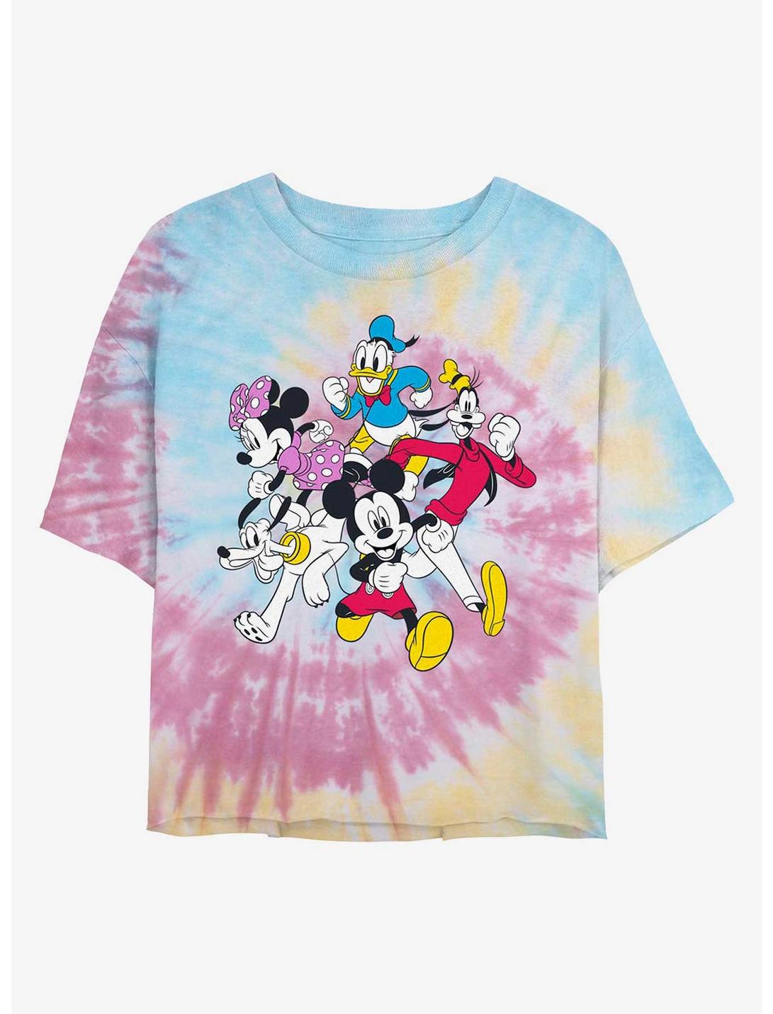 Disney Mickey Mouse & Friends Run Tie Dye Crop Girls T-Shirt, BLUPNKLY, hi-res