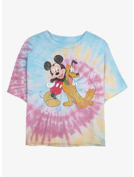 Disney Mickey Mouse Mickey and Pluto Tie Dye Crop Girls T-Shirt, , hi-res