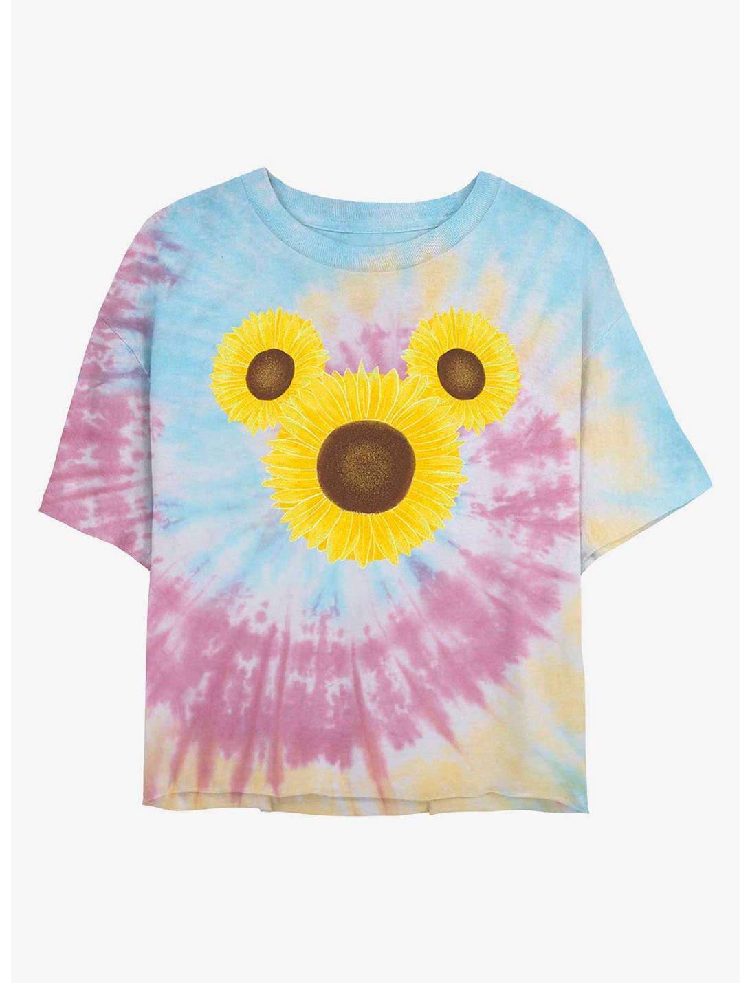 Disney Mickey Mouse Mickey Sunflower Tie Dye Crop Girls T-Shirt, BLUPNKLY, hi-res