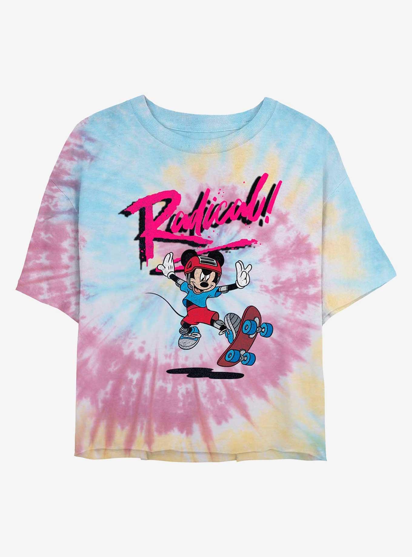 Disney Mickey Mouse Rad Mickey Tie Dye Crop Girls T-Shirt, BLUPNKLY, hi-res