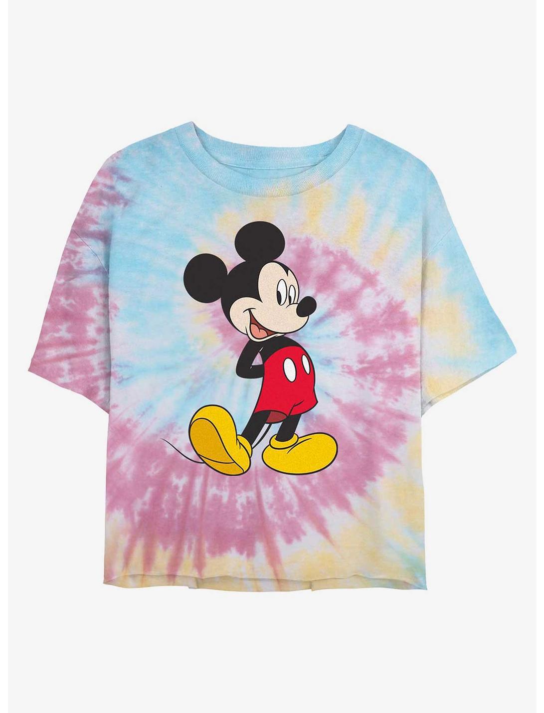 Disney Mickey Mouse Traditional Mickey Tie Dye Crop Girls T-Shirt, BLUPNKLY, hi-res