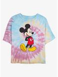 Disney Mickey Mouse Traditional Mickey Tie Dye Crop Girls T-Shirt, BLUPNKLY, hi-res