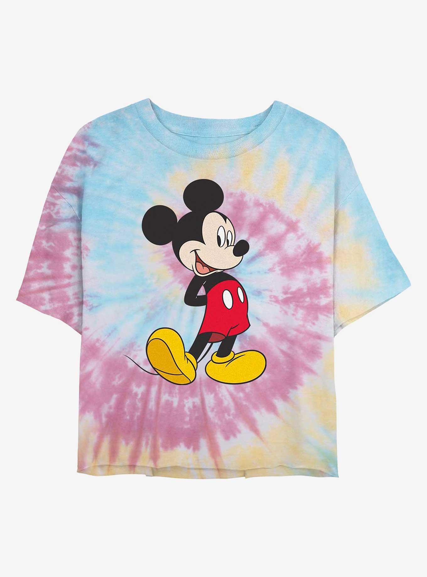 Disney Mickey Mouse Traditional Mickey Tie Dye Crop Girls T-Shirt, BLUPNKLY, hi-res