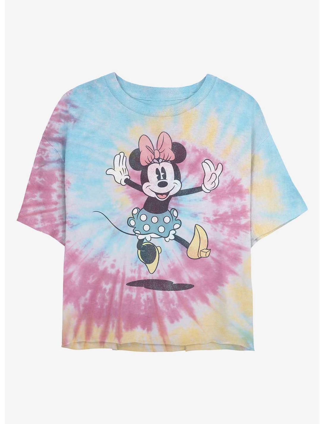 Disney Minnie Mouse Minnie Jump Tie Dye Crop Girls T-Shirt, BLUPNKLY, hi-res