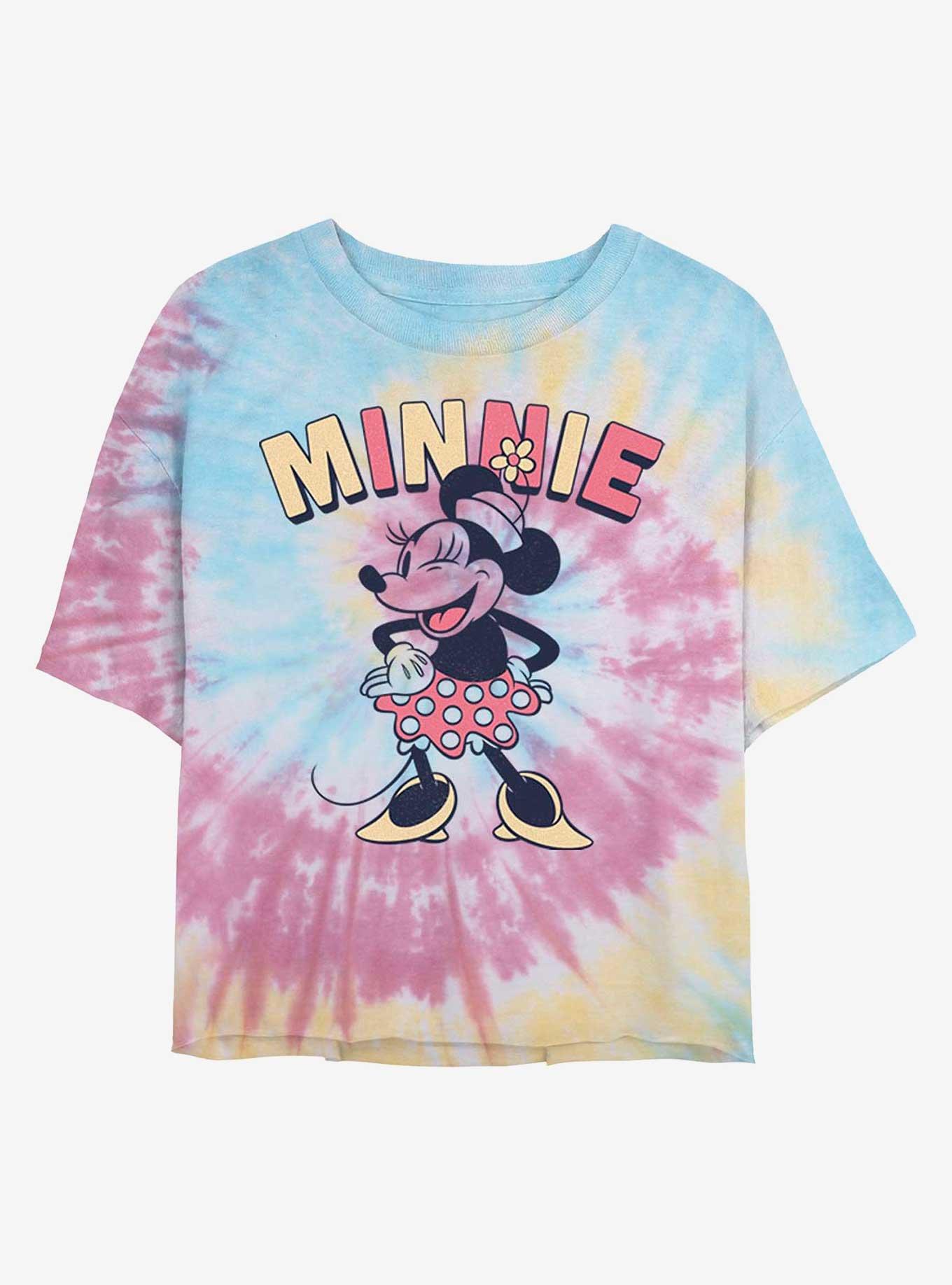 Disney Minnie Mouse Minnie Wink Tie Dye Crop Girls T-Shirt, BLUPNKLY, hi-res