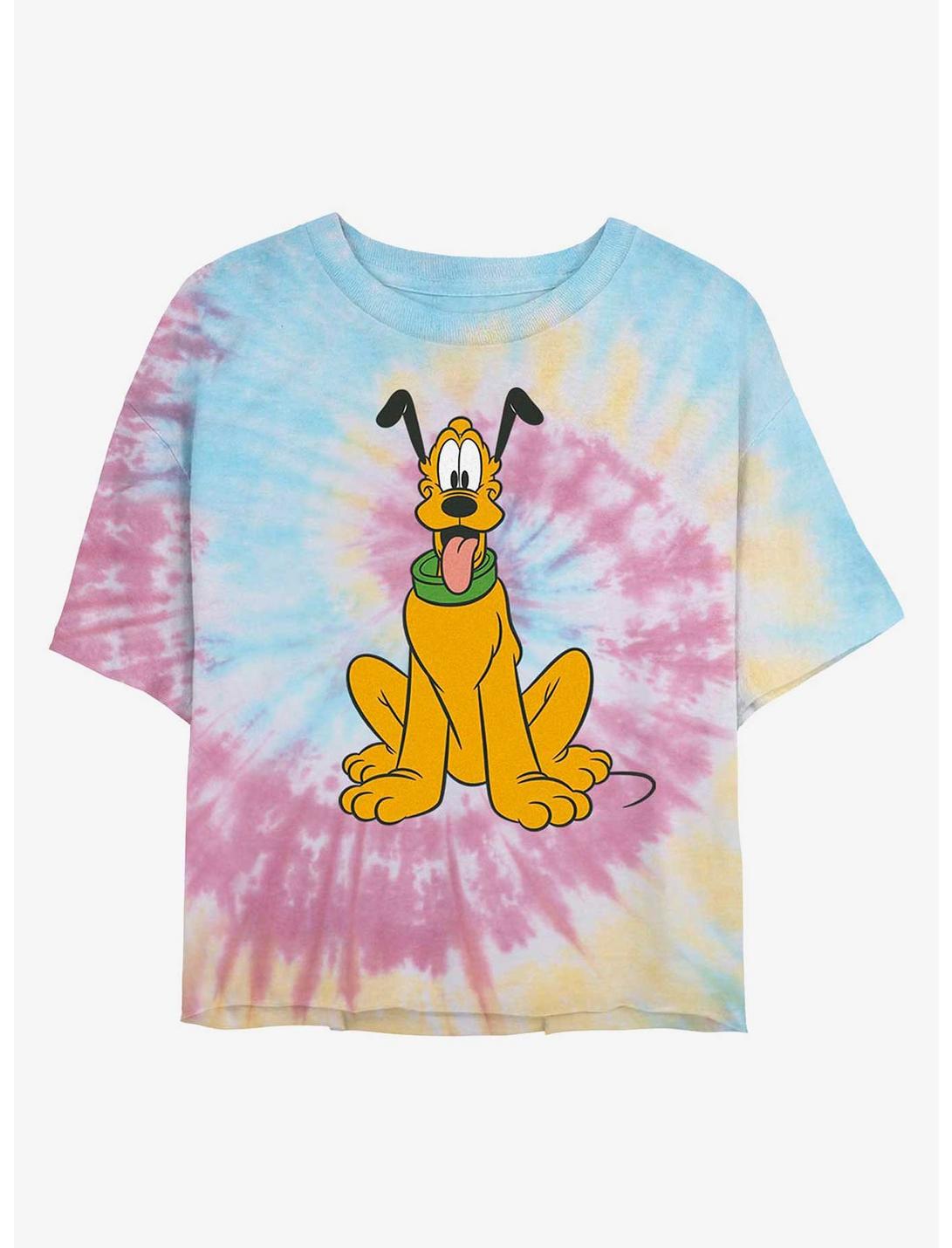 Disney Pluto Classic Pluto Tie Dye Crop Girls T-Shirt, BLUPNKLY, hi-res