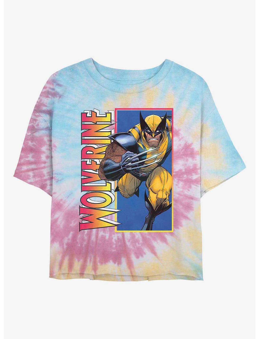 Marvel Wolverine Classic Wolverine Tie Dye Crop Girls T-Shirt, BLUPNKLY, hi-res