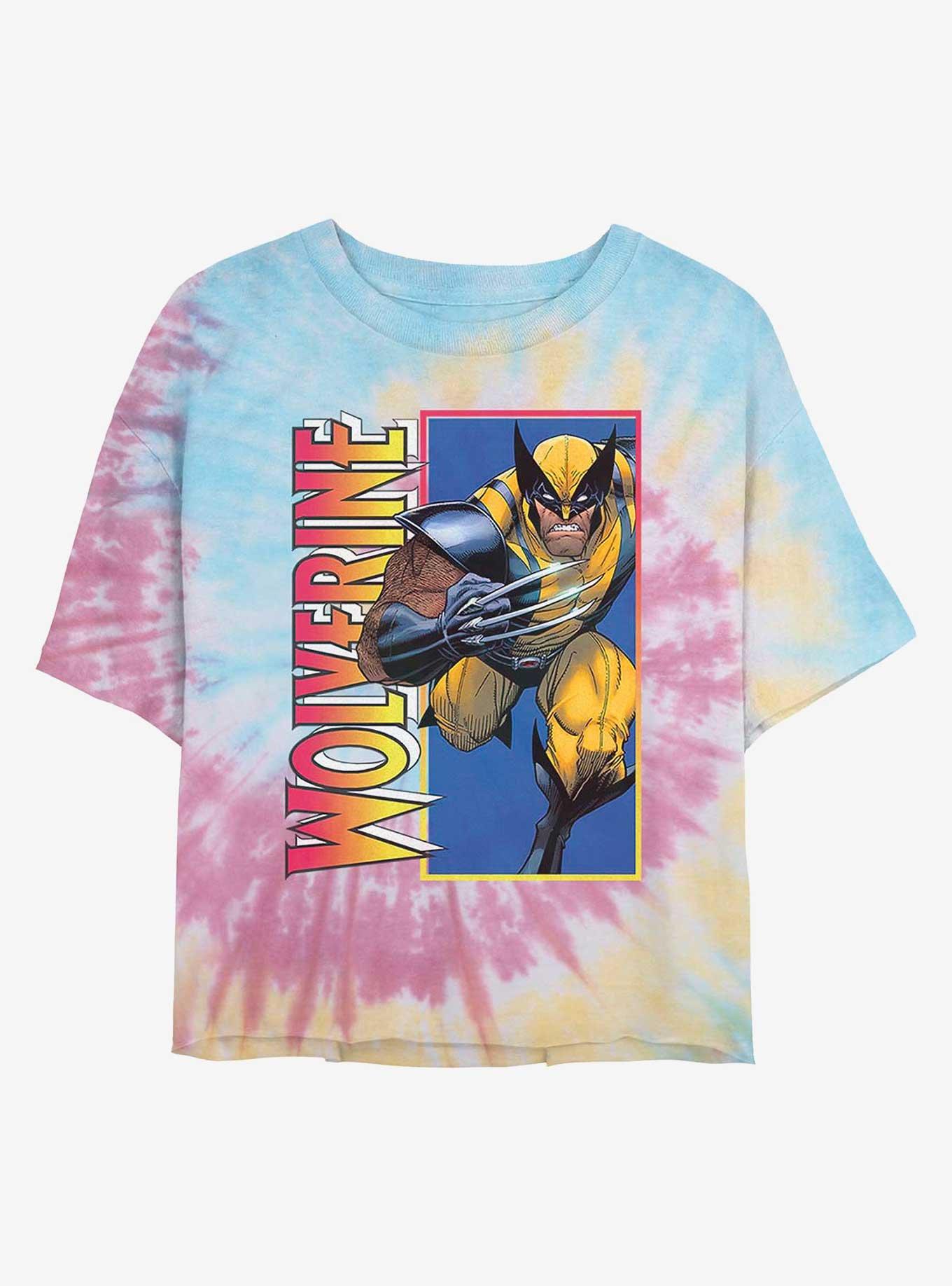 Marvel Wolverine Classic Wolverine Tie Dye Crop Girls T-Shirt, BLUPNKLY, hi-res
