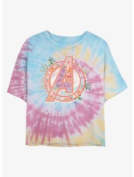 Marvel Avengers Floral Icon Tie Dye Crop Girls T-Shirt, , hi-res