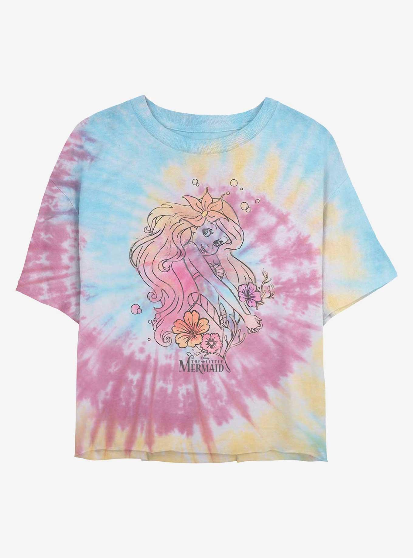 Disney The Little Mermaid Ariel Dream Tie Dye Crop Girls T-Shirt, BLUPNKLY, hi-res