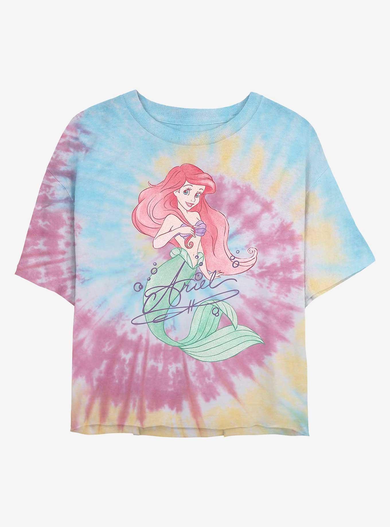 Disney The Little Mermaid Signed Ariel Tie Dye Crop Girls T-Shirt, BLUPNKLY, hi-res